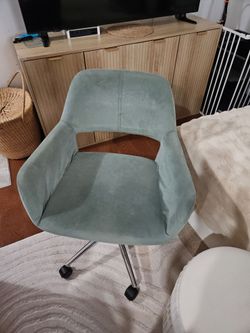 Sage green velvet office chair