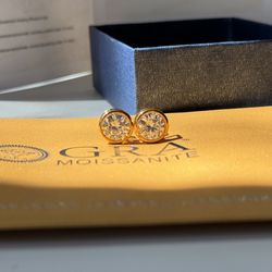 4ct real moissanite with 18k real 750 gold earrings