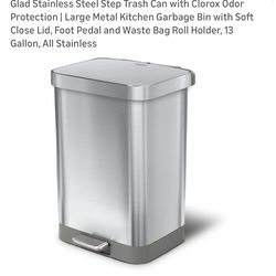 Kitchen Trash Cans, X2, STAINLESS STEEL, Glad 20 GAL 28.8” TALL!