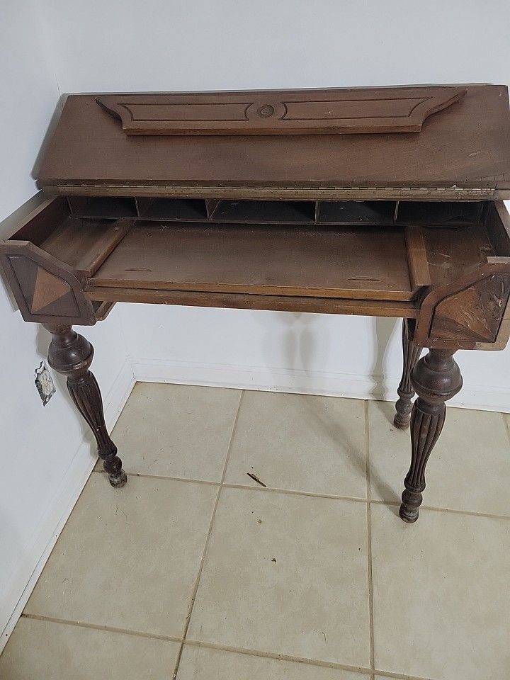 Antique Writers Table With Folding Cover