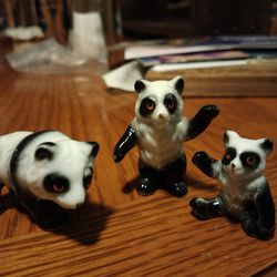 Bone China Panda Bear Miniature Family Figurines