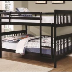 Expresso Full / Full Wooden Bunkbed With Both Nice Mattresses Included  👈🏼 