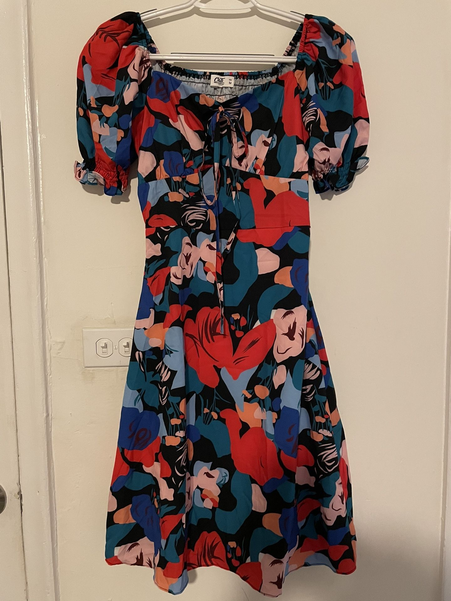 Summer Dresses With Short Sleeves Square Neck A Line Casual Smocked Mini Dress Sundress