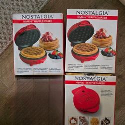 3 Nostalgia Mini Waffle Maker - Brand New 