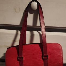 Louis Vuitton Soufflot Top Handle Bag Red Leather