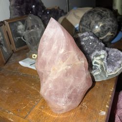 Rose Quartz Polished Flame Standing 7" Beautiful