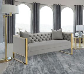 New sofa grey and gold