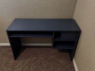 Black Wood Desk with Storage Shelves