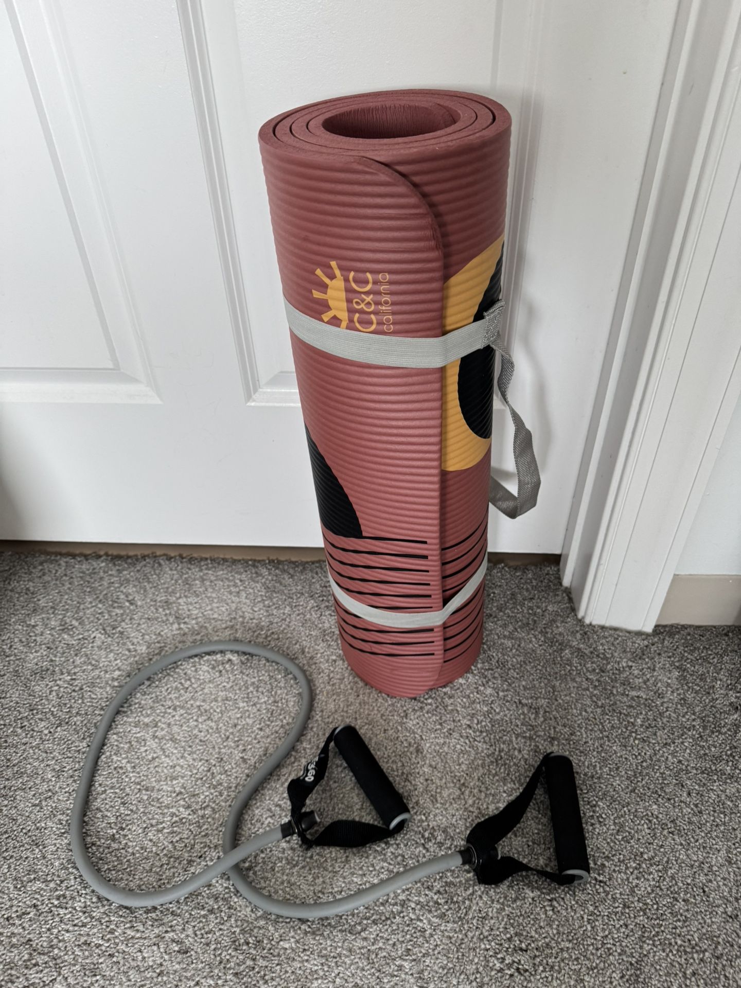 Yoga mat and Fitness Resistance Band - Exercise Resistance Tube with Handles, all for $10