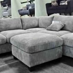 New 99x99 Corduroy Sectional Couch / Free Delivery 