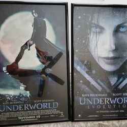 Underworld and Underworld Evolutions set of 2 framed movie posters 27" x 40"