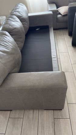 Gray Leather Sofa and loveseat