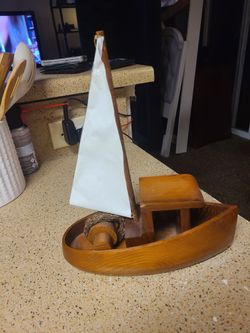 Mini Wooden Sailboat