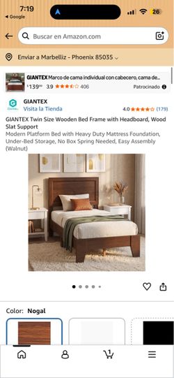 Walnut Bedframe twin size new no box