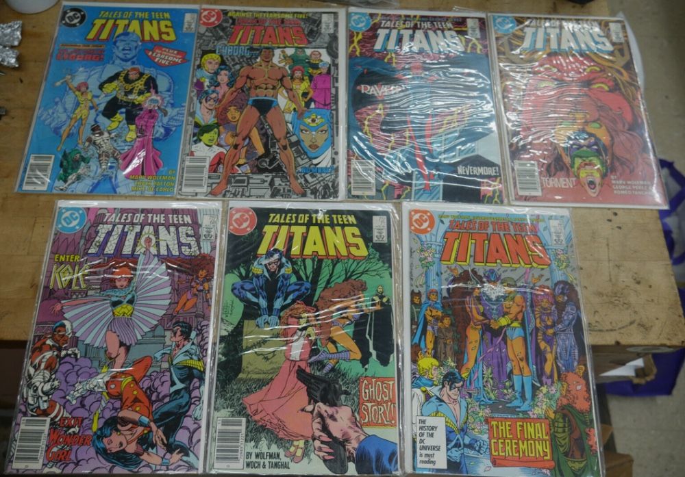 LOT 7 DC COMICS TALES OF THE TITANS 56 AUG 85 ; 57 SEPT 85 ; 61 JAN 86 ; 63 MARCH 86 ; 68 AUGUST 86 ; 71 NOVEMBER 86 ; 76 APRIL 87 1 VER