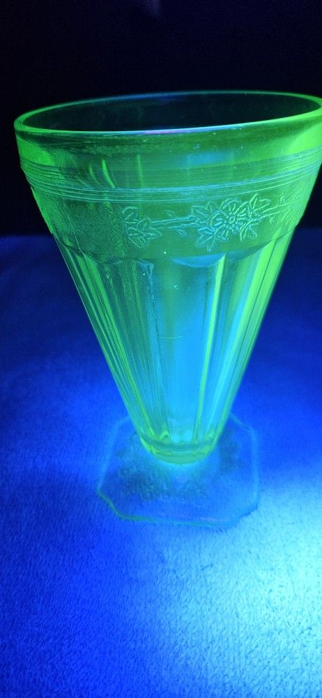 Jeannette Glass "Adam" green depression glass footed tumbler