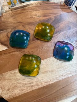 Studio Art Glass Dishes - Set of 4 Handmade Fused Glass Catchalls