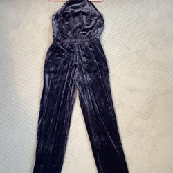 Loft Purple Velvet Jumpsuit