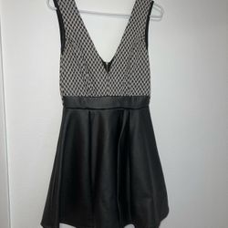 Black & White Faux Leather Dress