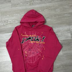 pink spider hoodie size medium