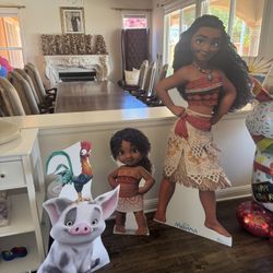 Moana, Simea, Pua & Hei Hei Life Size Cardboard Life Cutouts 