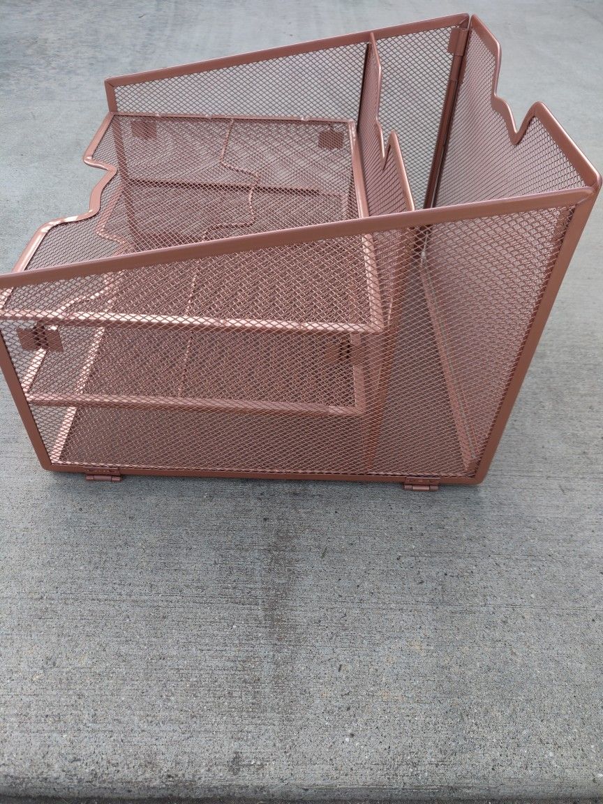 Rose Gold Metal Desktop File Organizer