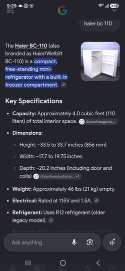 Haier fridge w/ freezer compartment