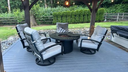 Fire pit table and chairs