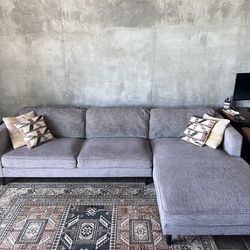 Grey Mid Century Modern L Shaped Sectional with Chaise