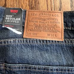 New Levi’s 505 Regular Performance Cool Stretch Cropped Jeans # 30