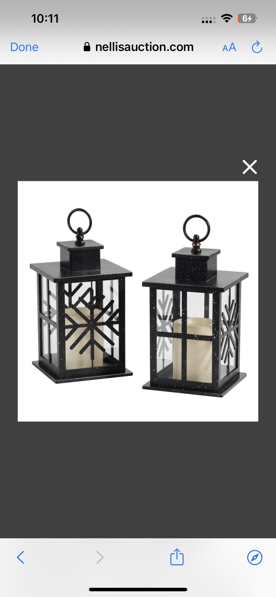 Back WON  Photo 1 of 11 High ABS and Glass Decorative Hanging Lanterns, Set of 2 - Black Lanterns with LED Flickering Candles, 6-Hour Timer, Battery P