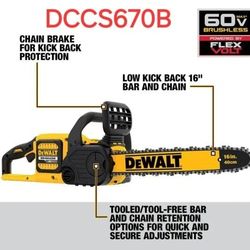 DEWALT
60V MAX 16in. Brushless Battery Powered Chainsaw, Tool Only