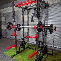 NEW GOLIATH Smith Machine With Pulley System  Add Straight Barbell, Bench  , Attachments For Your Weights 