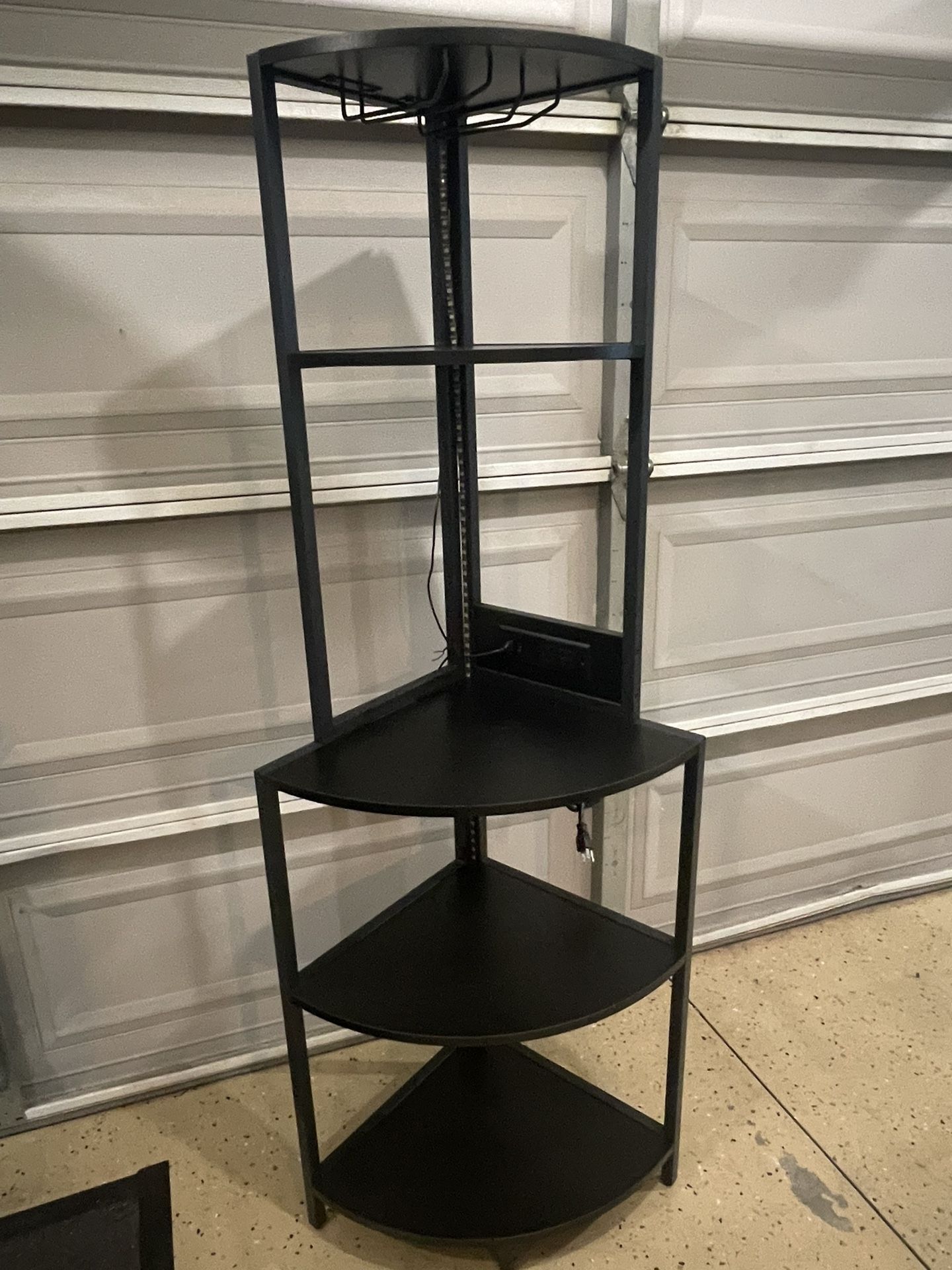 Black Stand And Shelving / Wine Rack with plug And LED Lights- $50