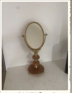 Vintage Oval Vanity Mirror on Stand