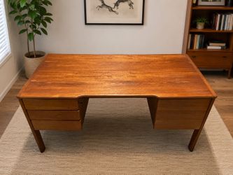 Vintage Bornholm Danish Midcentury Teak Executive Desk | Fully Restored | Original Color Restored