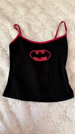 Small Teens Black and Red Batman tank top with red bat logo