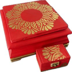 Wonky Rescued Red Jewelry Box With Bonus Trinket Box