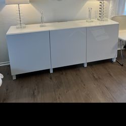 IKEA BESTA Glossy White Storage Cabinet Combination