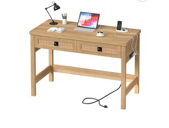 Rattan computer desk