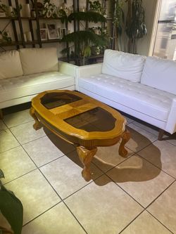 Vintage oval oak coffee table