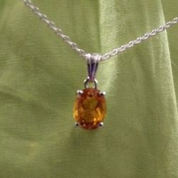 New Beautiful 😍 14k White Gold Genuine Citrine  🧡 Necklace!