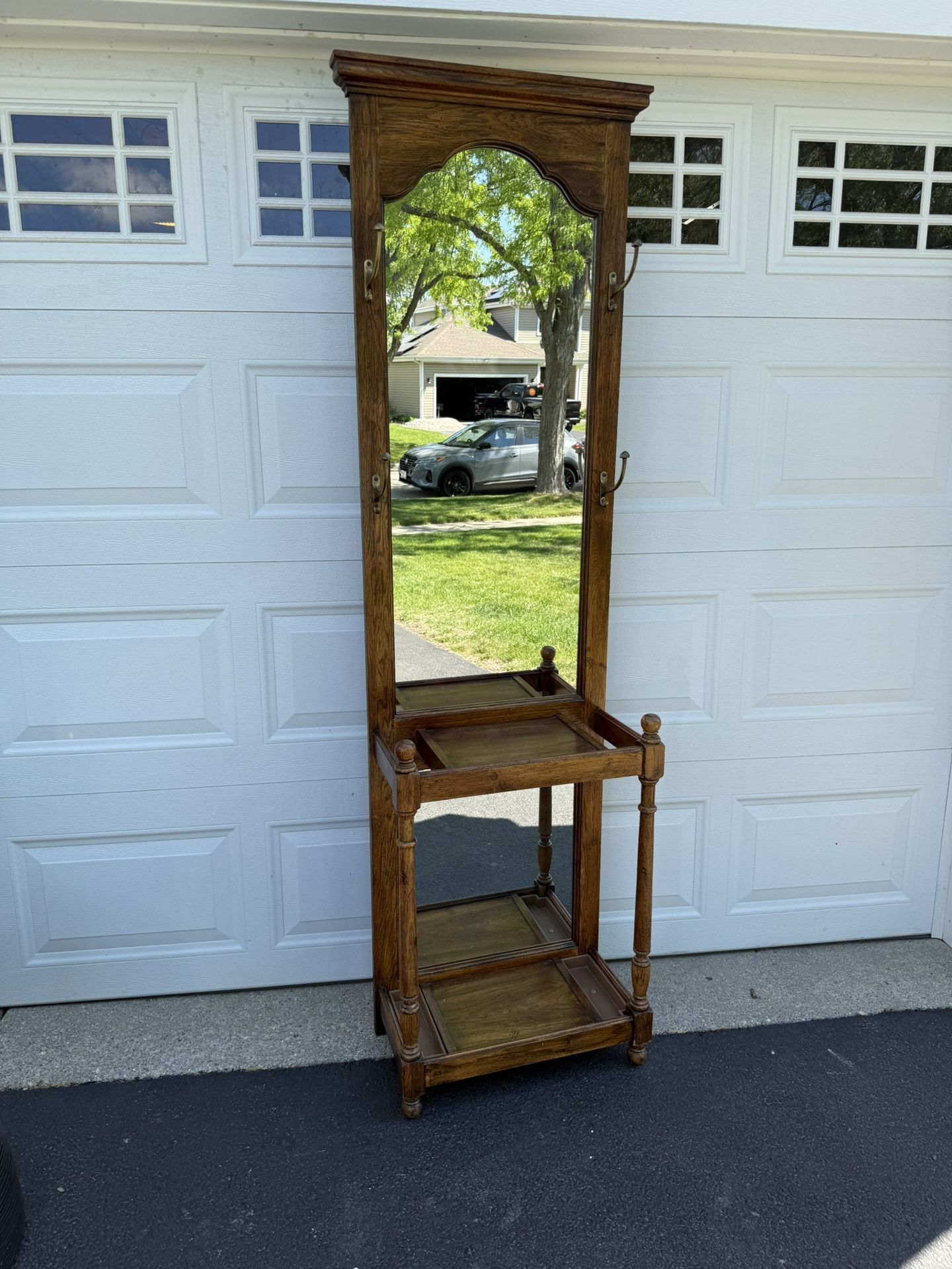 Vintage Hall Tree 22” w x 12” d x 79 1/2” h