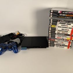 PS2 slim console combo with controller and games, tested works!