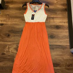 Brand New Woman’s Delicious Los Angela’s brand Orange Maxi Dress Up For Sale 