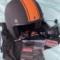 Make Offer On This New Motorcyle Helmet Daytona Orange PIN STRIP 3/4 Open Face Cruiser  (LG)
