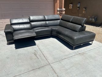 Gray leather sectional L-shaped