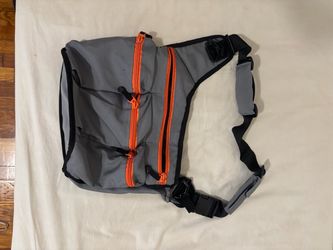 Gray Diaper dude diaper bag Messenger Bag with Orange Zippers