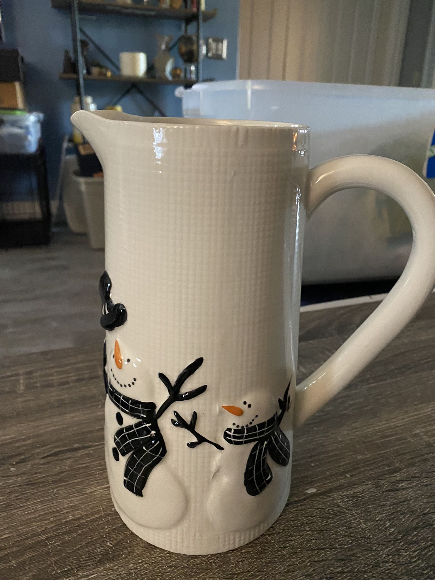 Potter's Studio "Happy Snowman " 9" Ceramic Pitcher