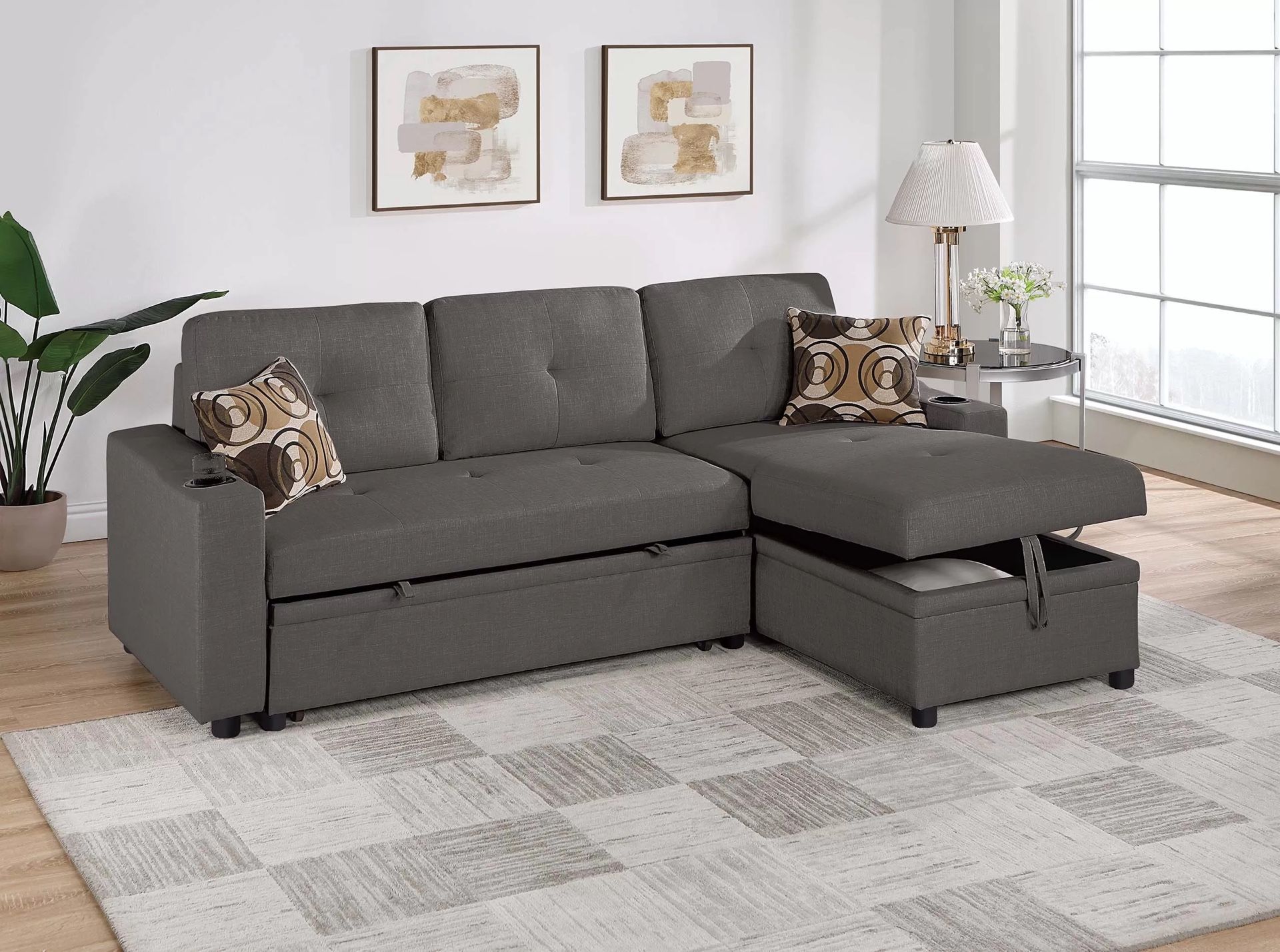 New Ash Black Sleeper Sectional Sofa! Includes Free Delivery 🚚! Free Assembly!
